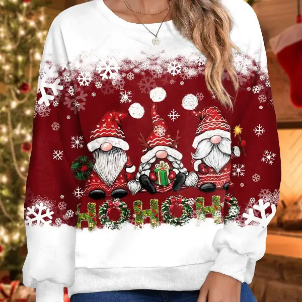 Women's Santa Claus Printed Casual Long-sleeved Christmas Sweatshirt - Cotosen.com