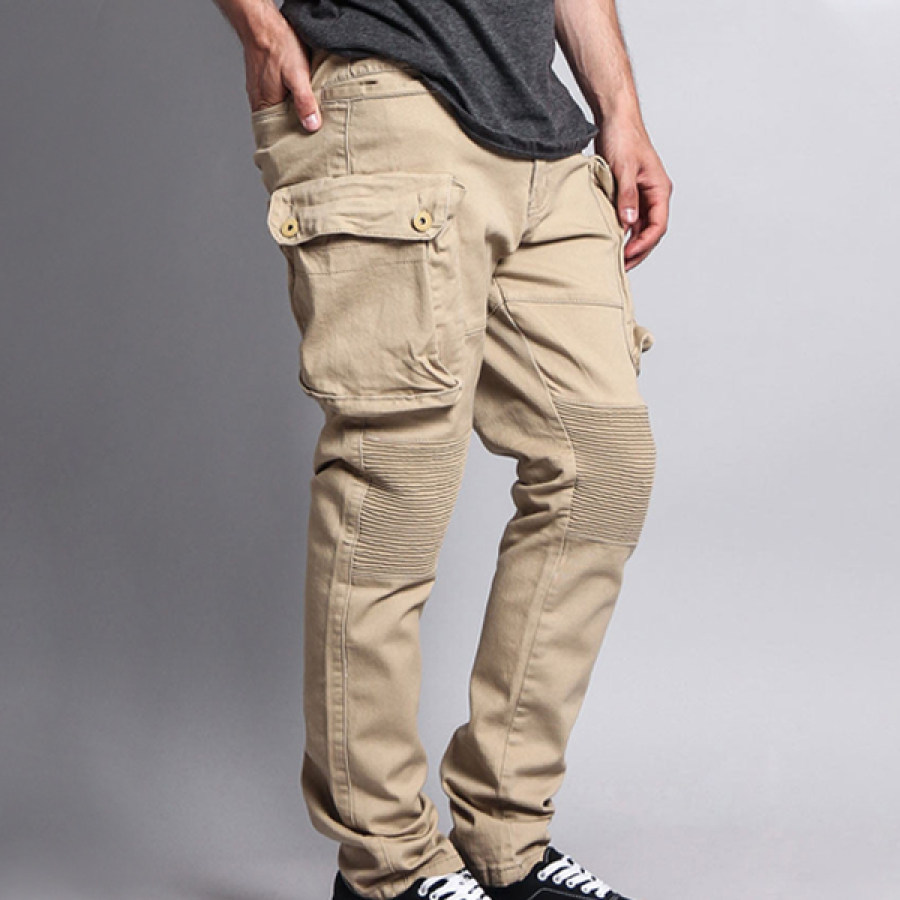 

Pantalones Casuales De Cintura Media Para Hombre Rectos Con Bolsillo De Carga Grande Pantalones De Motocicleta Para Exteriores