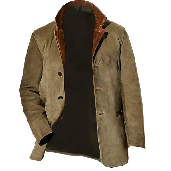 Plus Size Men Vintage Carlsbad Calfskin Leather Blazer With Merino ...
