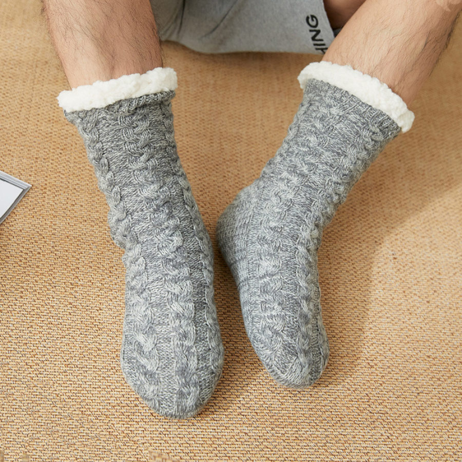 

Calcetines De Piso Navideños Engrosados De Tejido Jacquard De Rizo Para Hombre Calcetines Cálidos A Media Pantorrilla