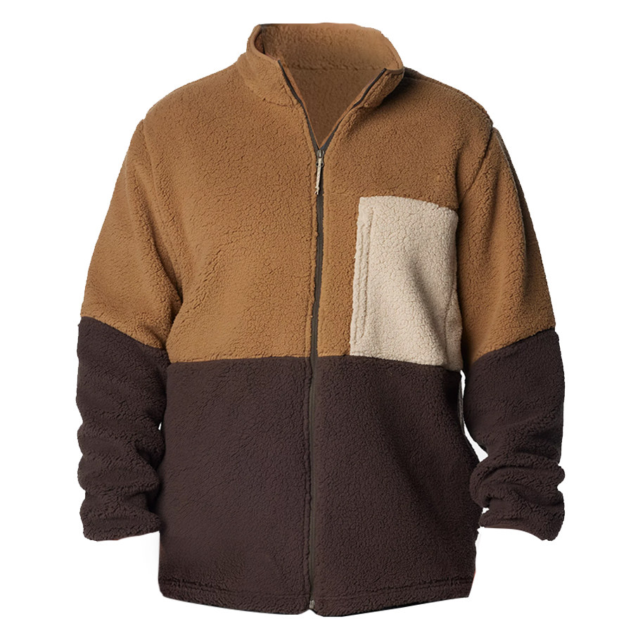 

Men's Heavyweight Sherpa Fleece Jacket Full Zip Mid-length Fleece Coats