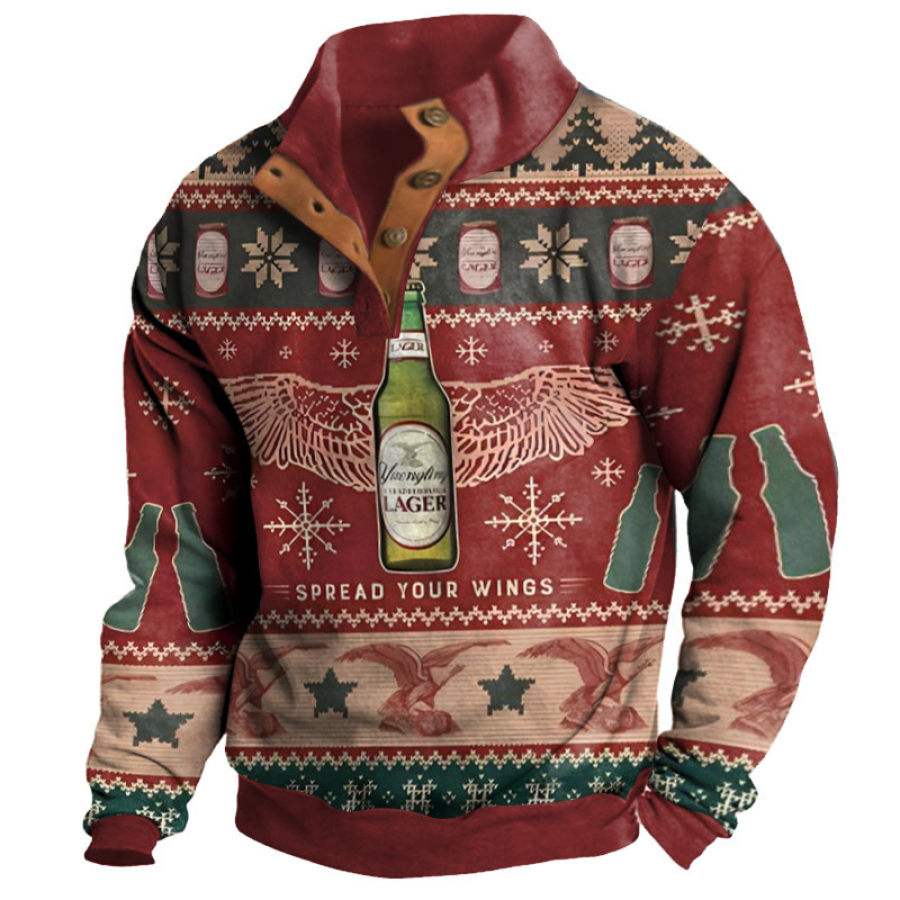 

Herren-Sweatshirt Mit Hässlichem Aufdruck Im Retro-Stil Der Bier Weihnachtlich Trinkt