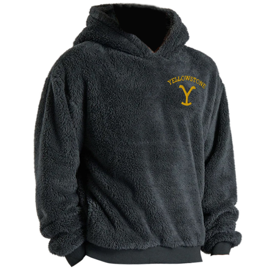 

Men's Thickened Polar Fleece Yellowstone Embroidered Hoodie