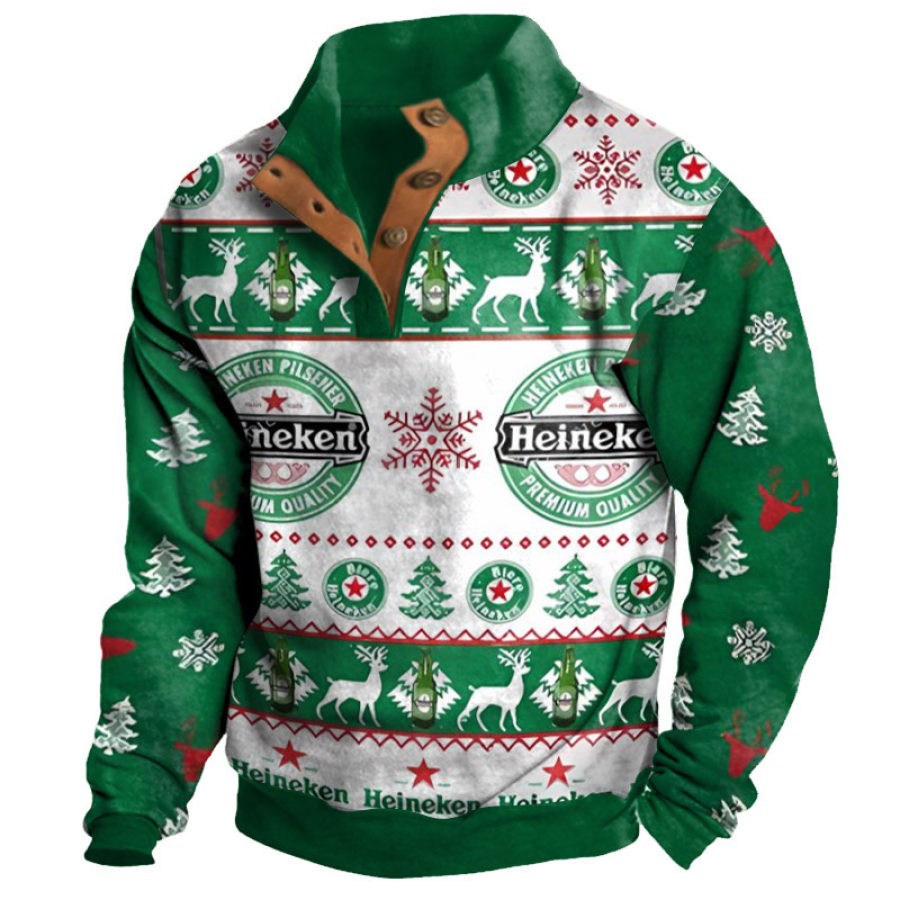 

Herren-Sweatshirt Mit Hässlichem Aufdruck Im Retro-Stil Der Bier Weihnachtlich Trinkt