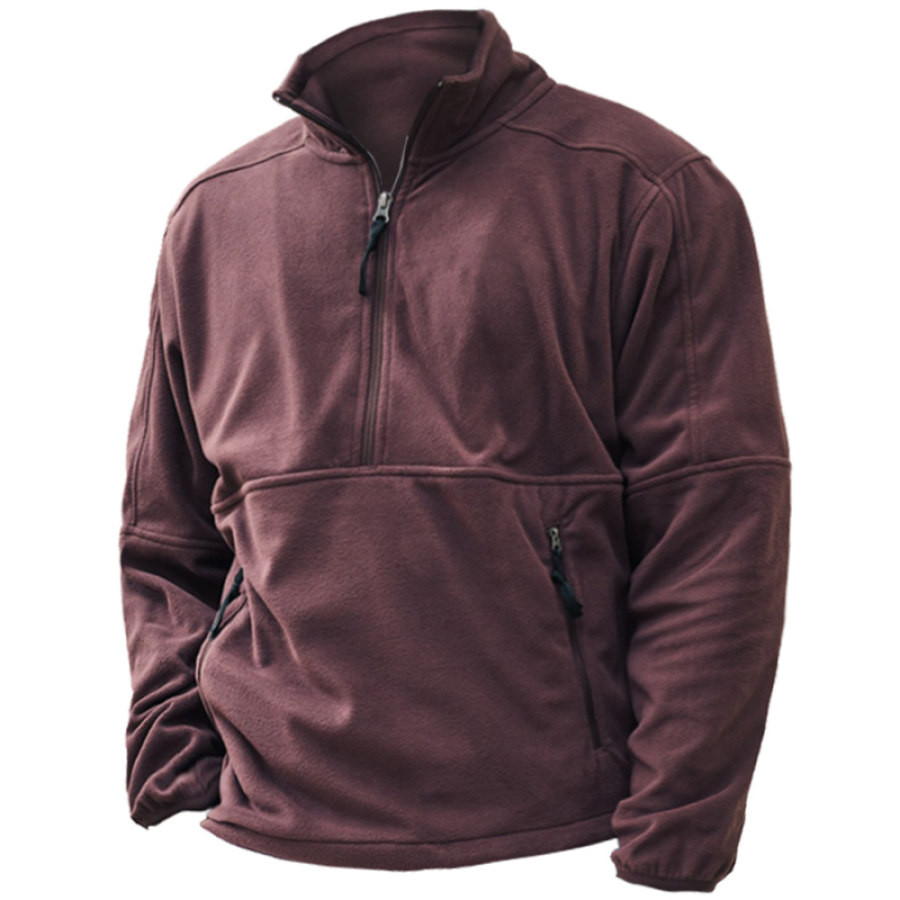 

Sudadera Con Media Cremallera Y Forro Polar Para Hombre Color Morado Oscuro