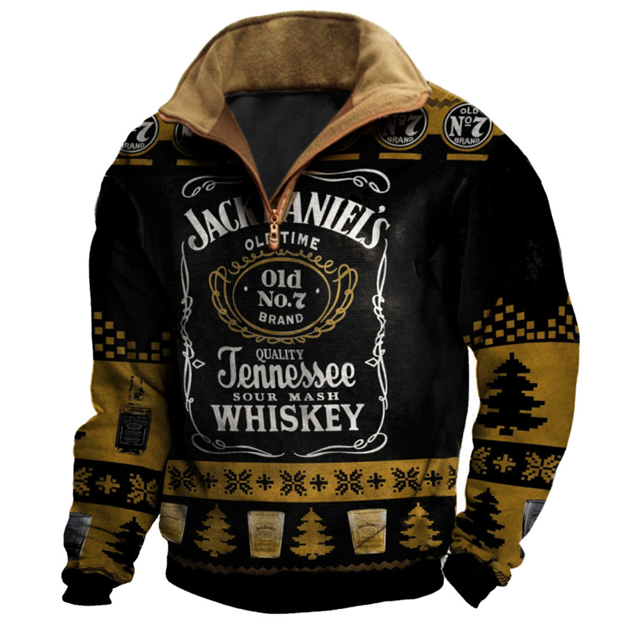 

Herren-Sweatshirt Mit Halbem Reißverschluss Und Reverskragen Im Vintage-Stil Von Jack Daniel's