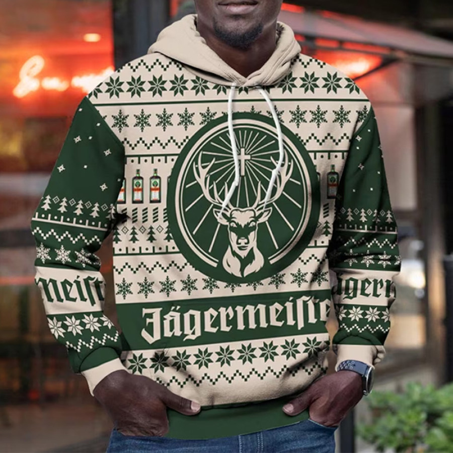 

Sudadera Con Capucha Y Estampado Navideño Vintage Jagermeister Para Hombre