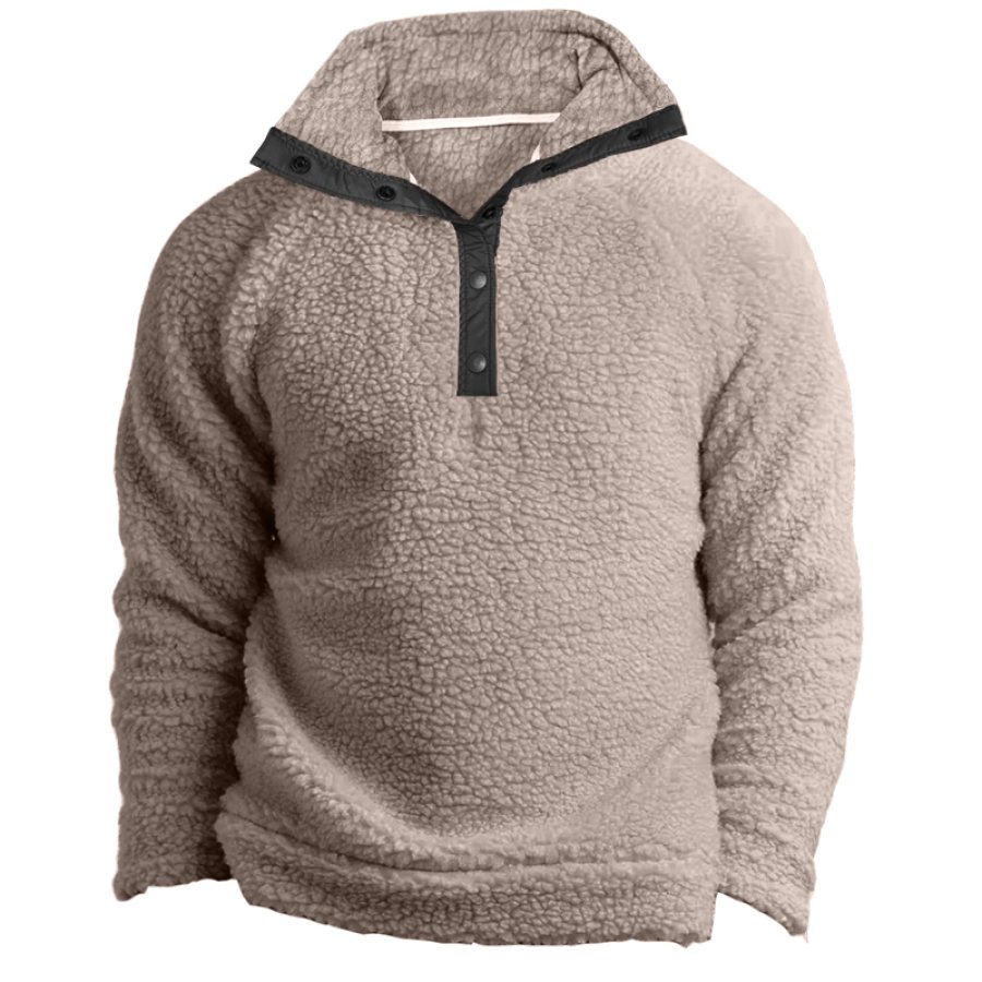 

Sweat-shirt Chaud à Col Henley En Polaire Vintage Pour Hommes