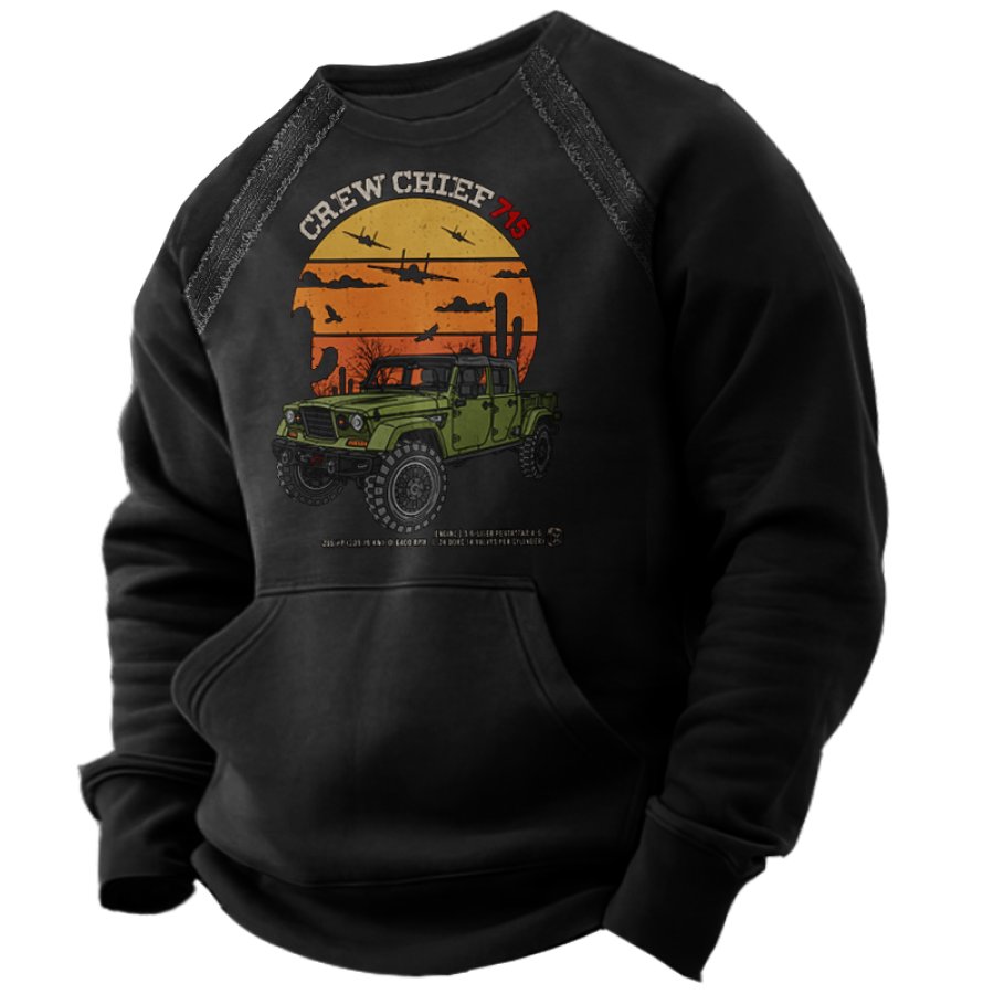 

Sweat-shirt à Col Rond Imprimé Jeep Rétro Pour Hommes