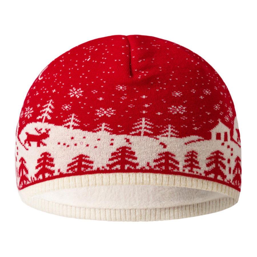 

Рождественская уличная бархатная теплая и утолщенная эластичная вязаная шапка