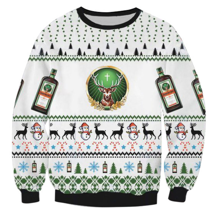 

Sudadera Navideña Fea Con Estampado 3D De Jagermeister Para Hombre