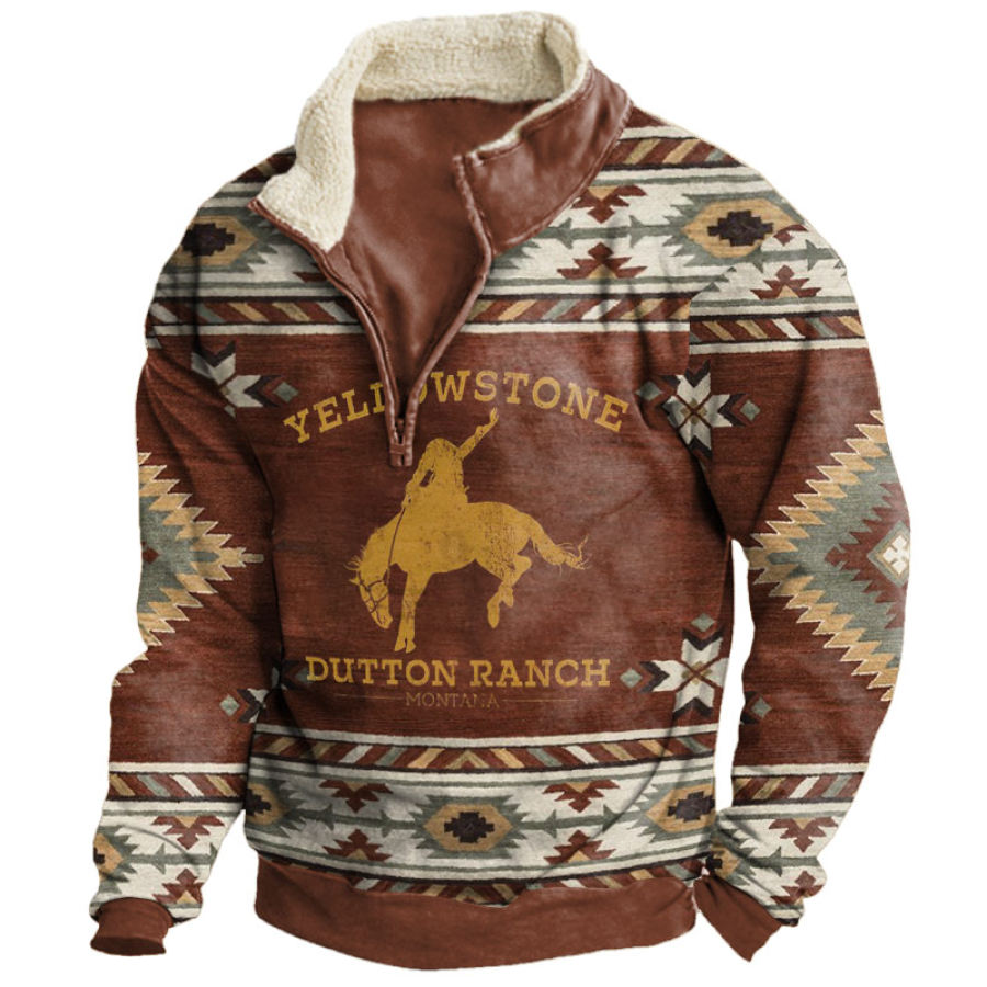 

Sudadera De Hombre En Forro Polar Con Media Cremallera Vintage Yellowstone