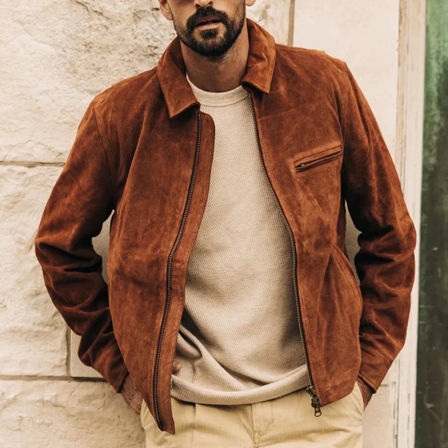 

Klassische Freizeitjacke Aus Vintage-Wildleder Für Herren