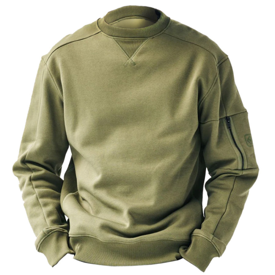 

Lässiges Herren-Sweatshirt Mit Reißverschlusstasche Und Rundhalsausschnitt