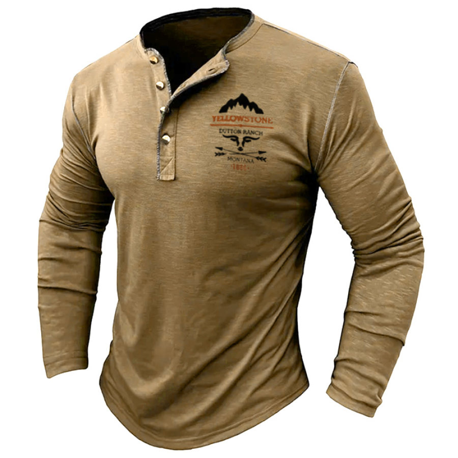 

Camiseta Henley Vintage Yellowstone Para Hombre