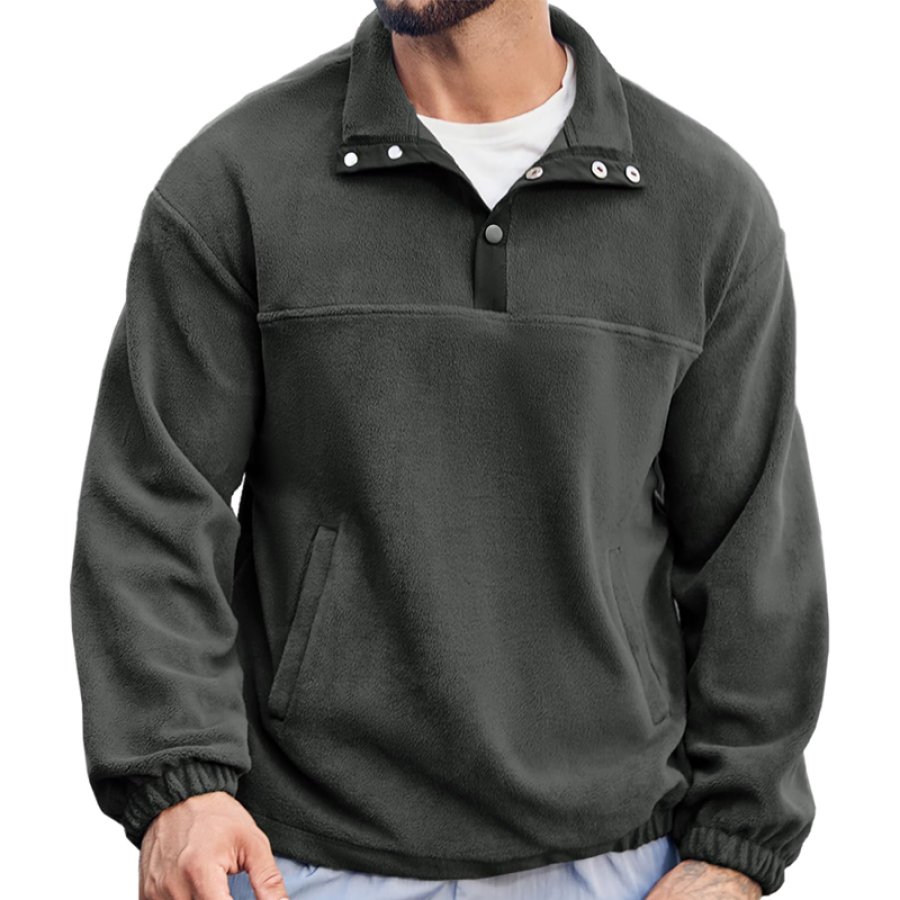 

Sudadera Gruesa De Forro Polar Con Cuello 1/4 Para Exteriores Retro Para Hombre