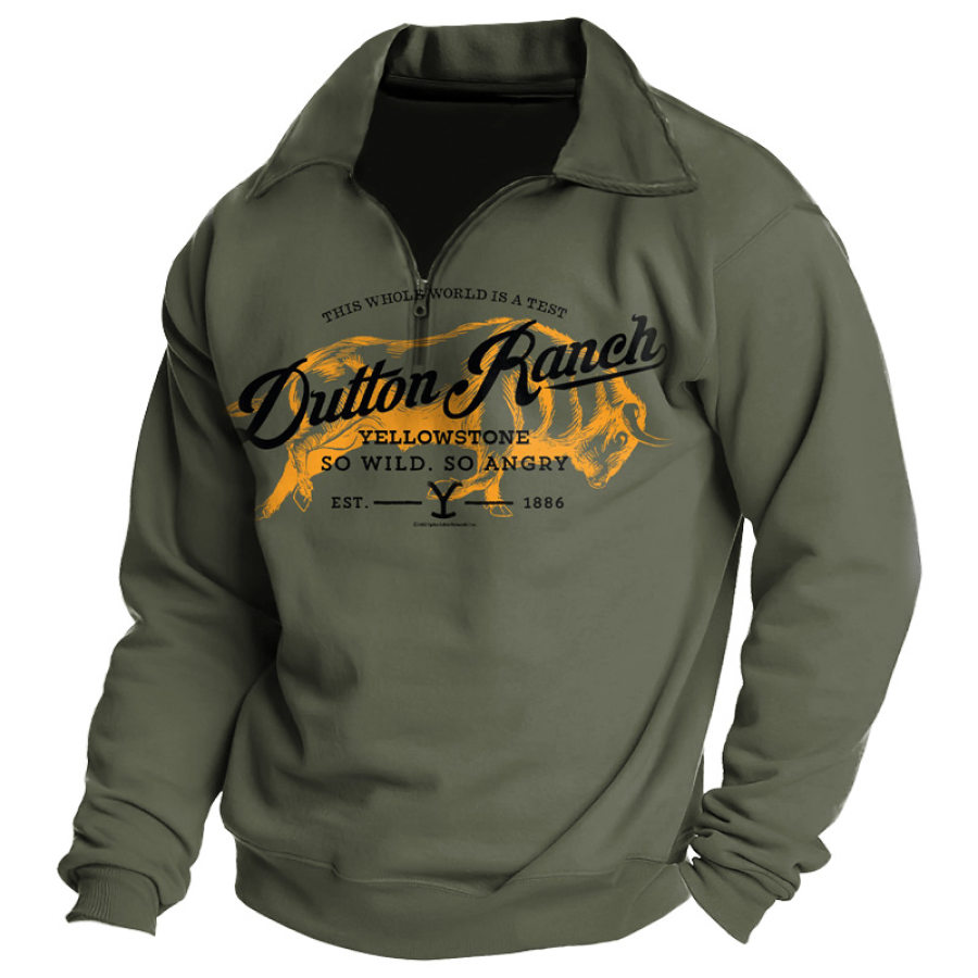 

Herren-Sweatshirt Mit Viertelreißverschluss Im Retro-Stil Von Dutton Ranch Yellowstone