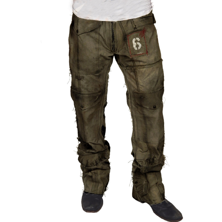 

Herren-Militär-Taktikhose Mit Der Nummer 6 Retro-Hose Mit Verwaschenem Bedrucktem Multi-Pocket-Hose