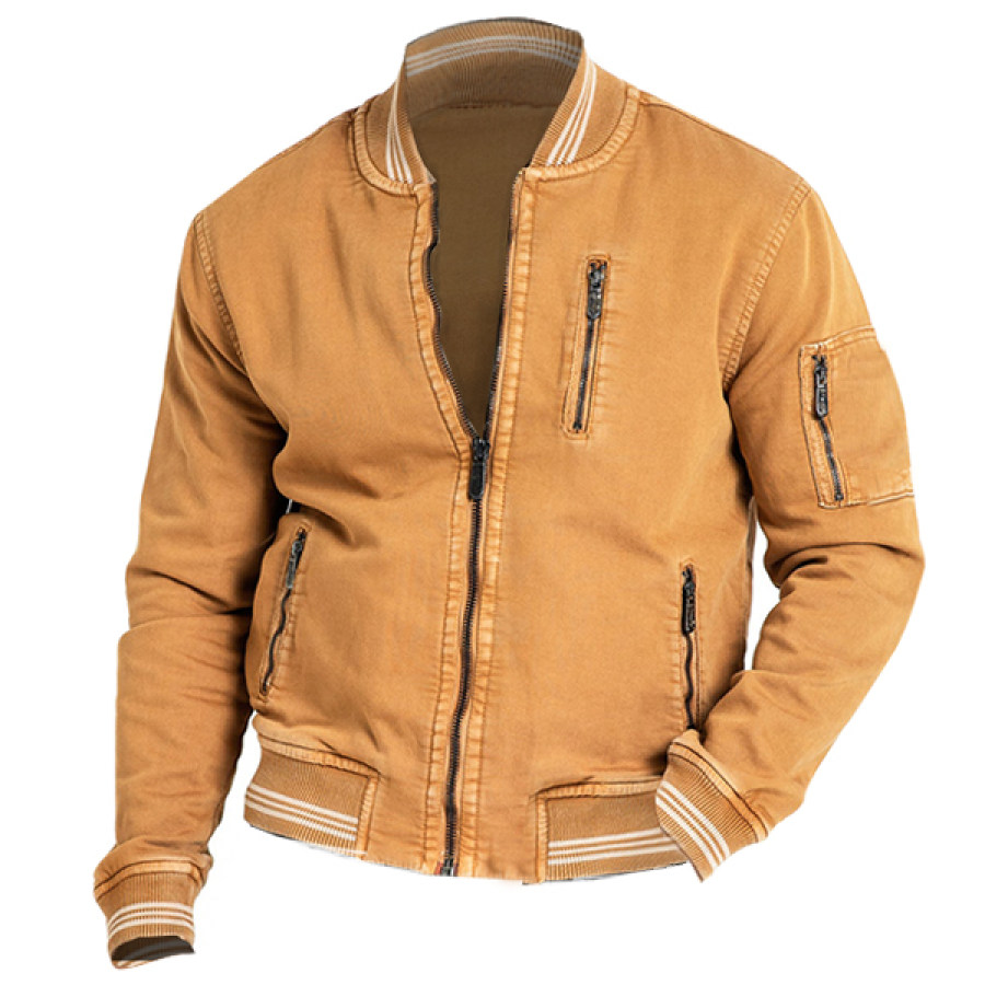 

Veste Bomber Pour Hommes Manteau Cargo Multifonctionnel Avec Poche à Fermeture éclair Et Extérieur