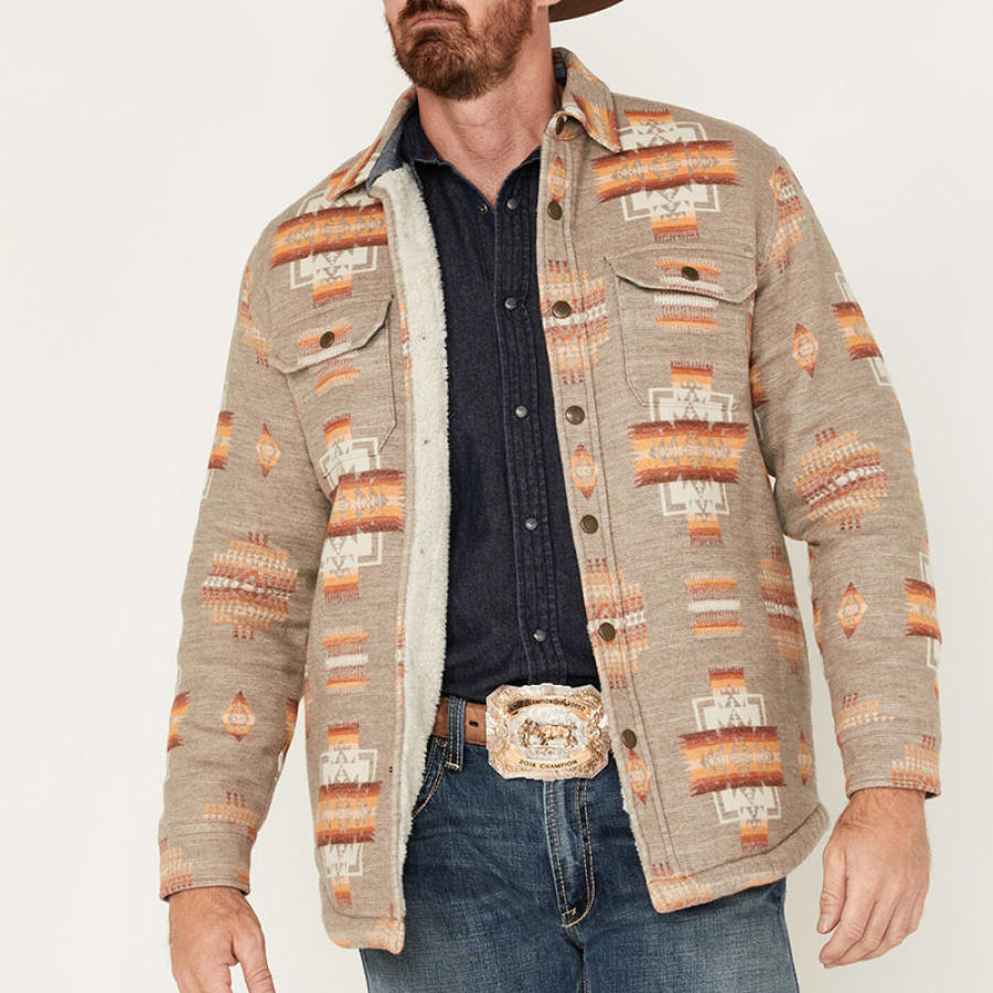 

Workwear-Fleece-Hemdjacke Für Herren Mit Ethno-Print