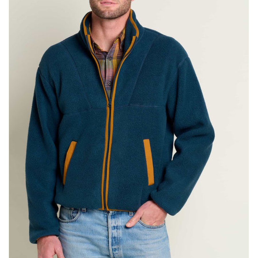 

Men's Outdoor Fleece Jacket Retro Contrast Color Coat