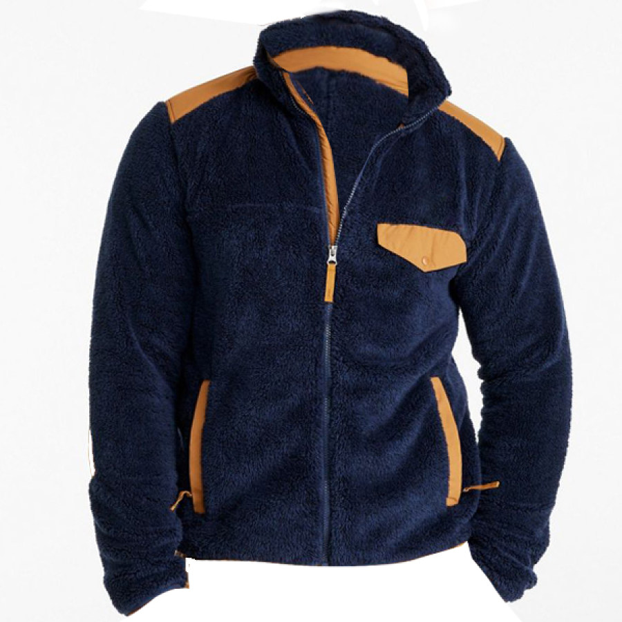 

Outdoor-Fleecejacke Für Herren Retro-Mantel In Kontrastfarbe