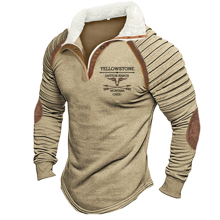 

Camiseta Vintage Western Yellowstone Polo Con Cuello Polar Para Hombre Camiseta Cálida Y Gruesa Para Exteriores