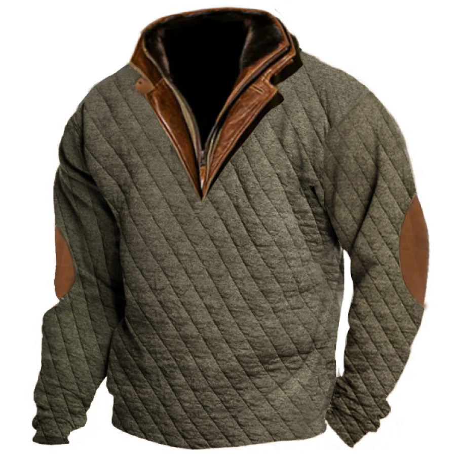 

Мужская уличная повседневная стеганая толстовка-поло с защелками винтажный контрастный толстый тактический пуловер