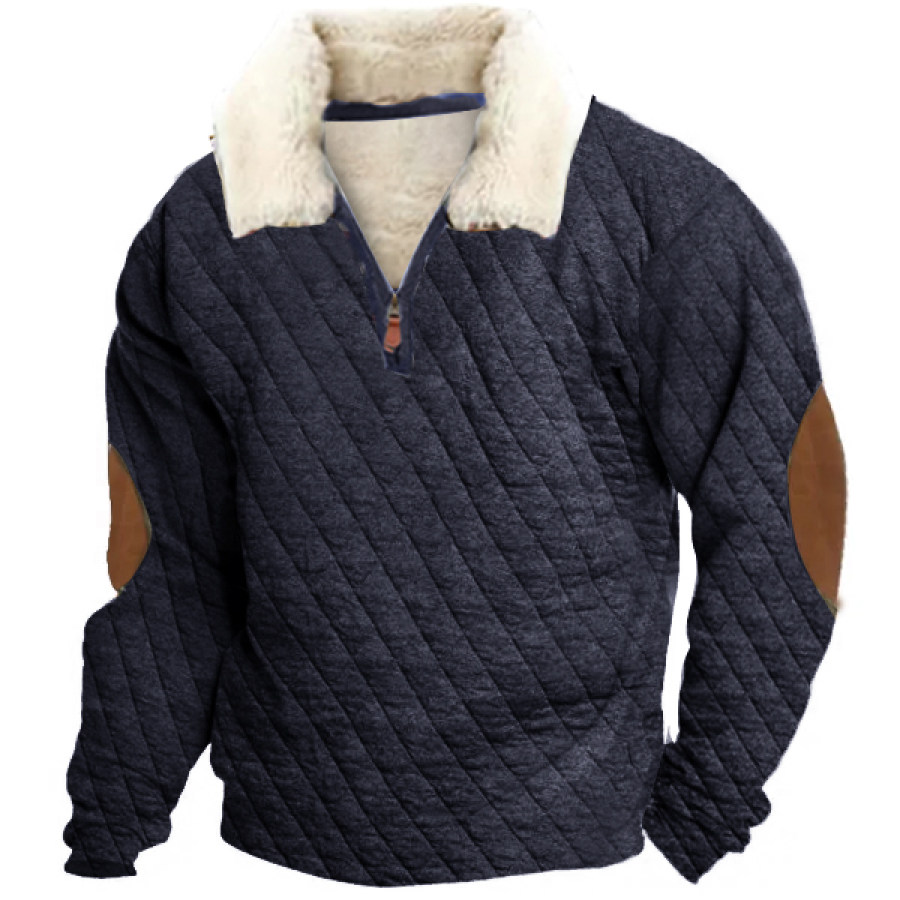 

Polo D'extérieur En Polaire Pour Hommes Sweat-shirt Décontracté Matelassé à Pression Pull Tactique épais Contrasté Vintage