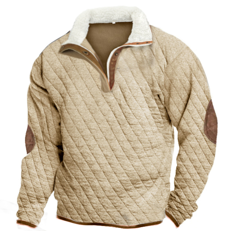 

Мужская повседневная стеганая флисовая толстовка-поло на открытом воздухе винтажный контрастный толстый тактический пуловер