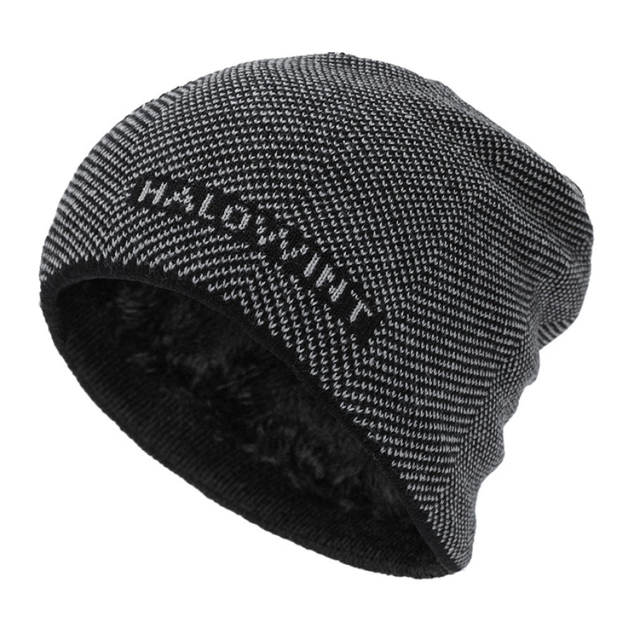 

Velvet Thickened Hat Outdoor Letter Knitted Hat Autumn Winter Cycling Neck Protection Warm Woolen Hat