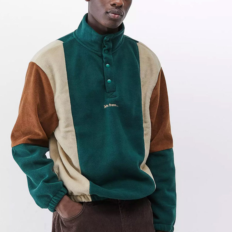 

Men's Vintage Polar Fleece Colorblock Sweatshirt