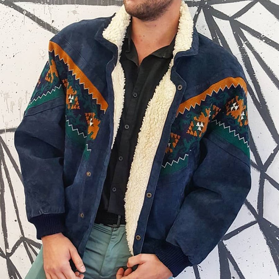 

Chaqueta Bomber Con Estampado Azteca Vintage Para Hombre