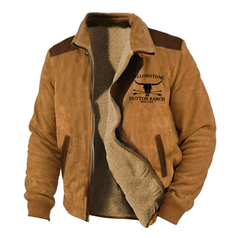 

Chaqueta Tipo Sudadera Con Bloques De Colores Pesados Y Cálidos De Forro Polar Yellowstone Vintage Para Hombre