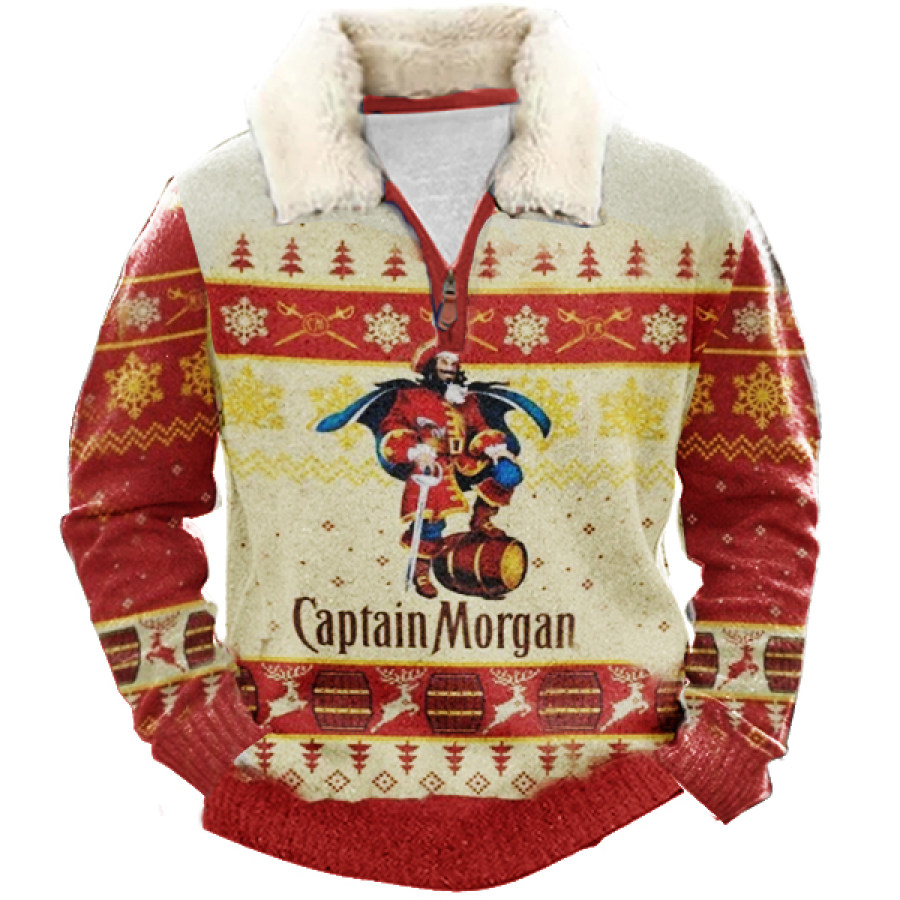 

Captain Morgan Dickes Sweatshirt Mit 1/4-Reißverschluss Und Stehkragen Aus Fleece