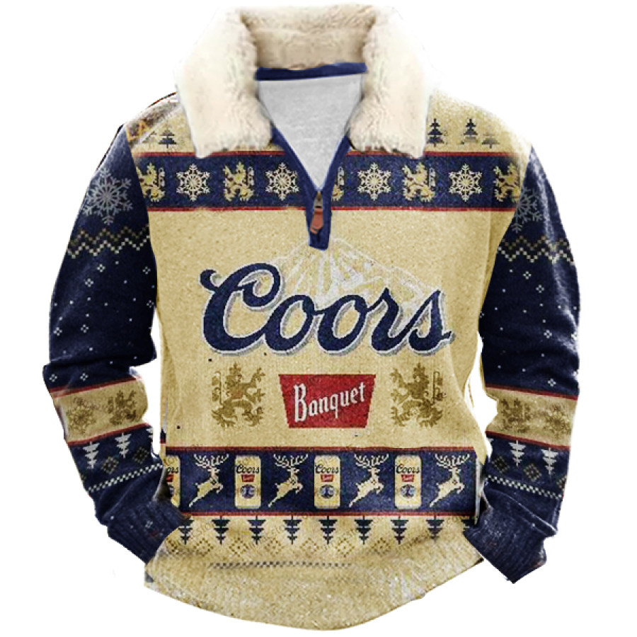 

Coors Banquet Christmas Sudadera Gruesa Con Cuello Polar Y Cremallera De 1/4