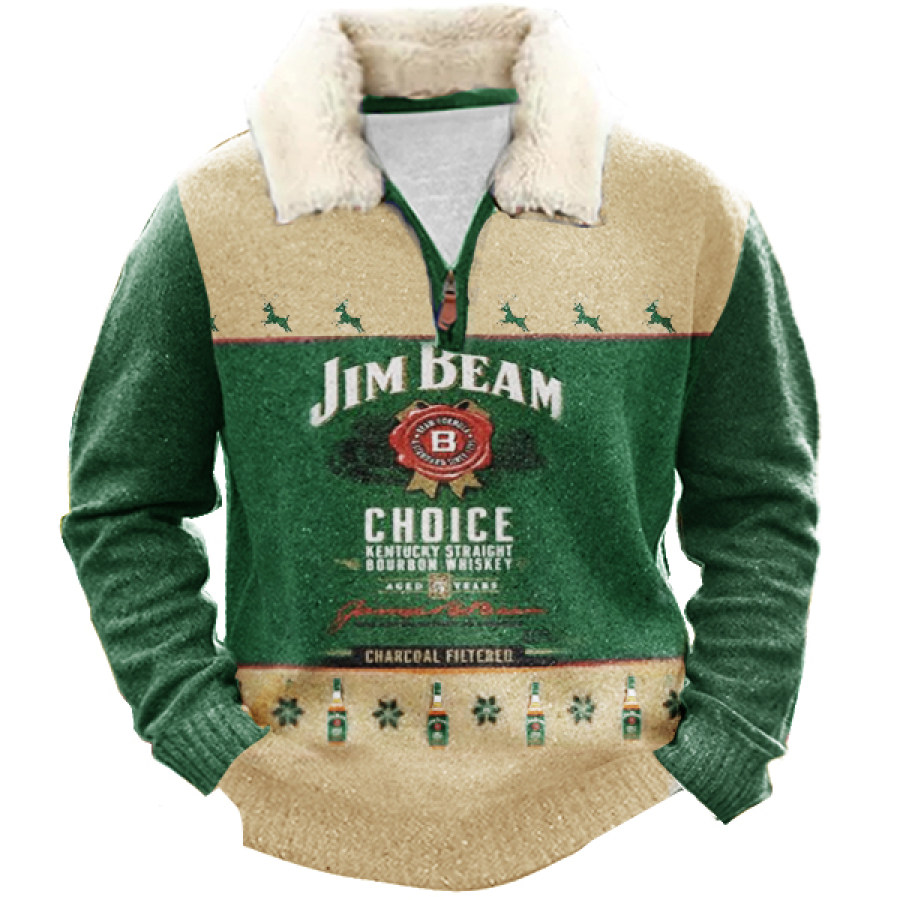 

Jim Beam's Choice / Sweat-shirt épais Vert à Col Polaire Avec Fermeture éclair 1/4