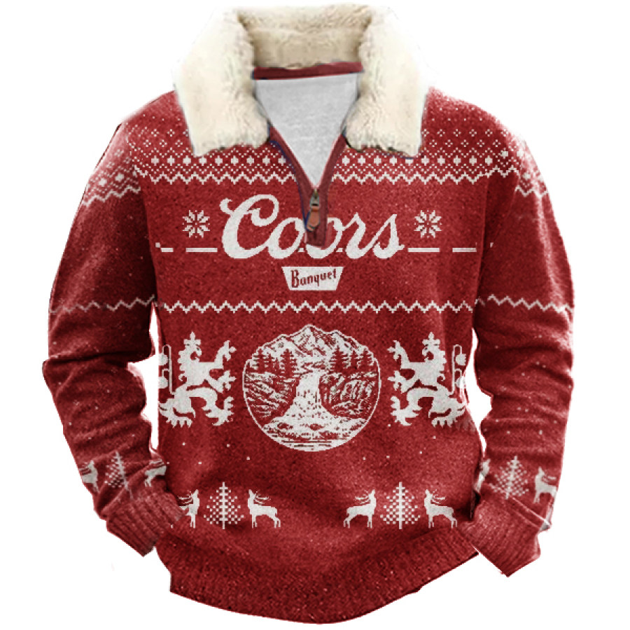 

Coors Banquet Christmas Sudadera Gruesa Con Cuello Polar Y Cremallera De 1/4