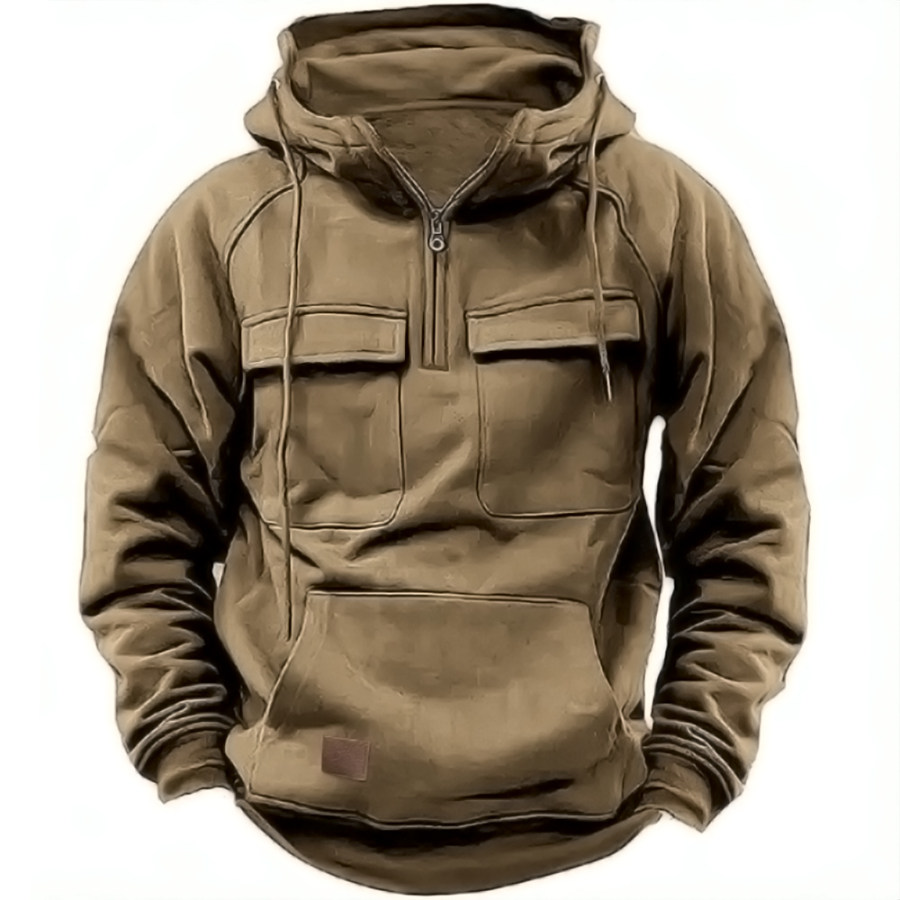 

Einfarbige Arbeitskleidung Für Herren Mit Mehreren Taschen Lässige Sweatshirt-Jacke