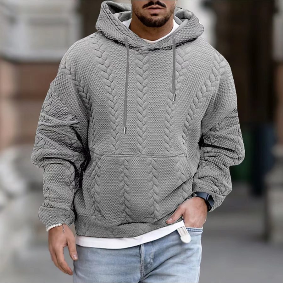 

Lässiges Langärmliges Strick-Sweatshirt Mit Jacquard-Kapuze Und Schnürung Für Herren