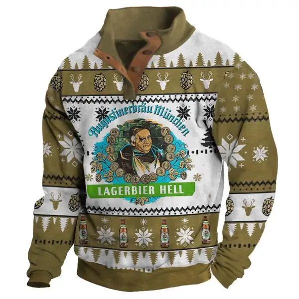 Men's Sweatshirt Augustiner Lagerbier Hell Ugly Christmas Buttons Daily Tops - Cotosen.com