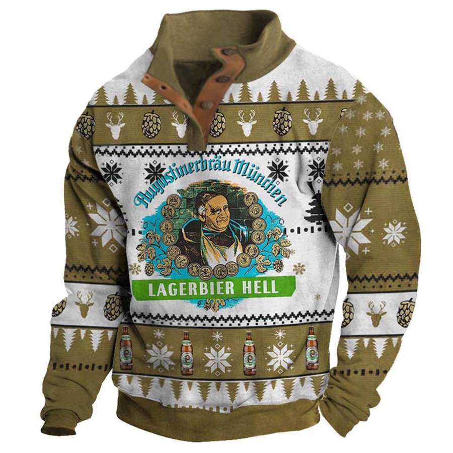 

Sudadera Para Hombre Augustiner Lagerbier Hell Ugly Christmas Botones Tops Diarios