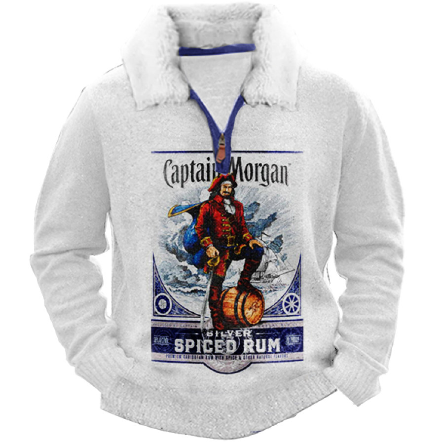 

Captain Morgan Silver Spiced Christmas Sudadera Gruesa Con Cuello Polar Y Cremallera De 1/4