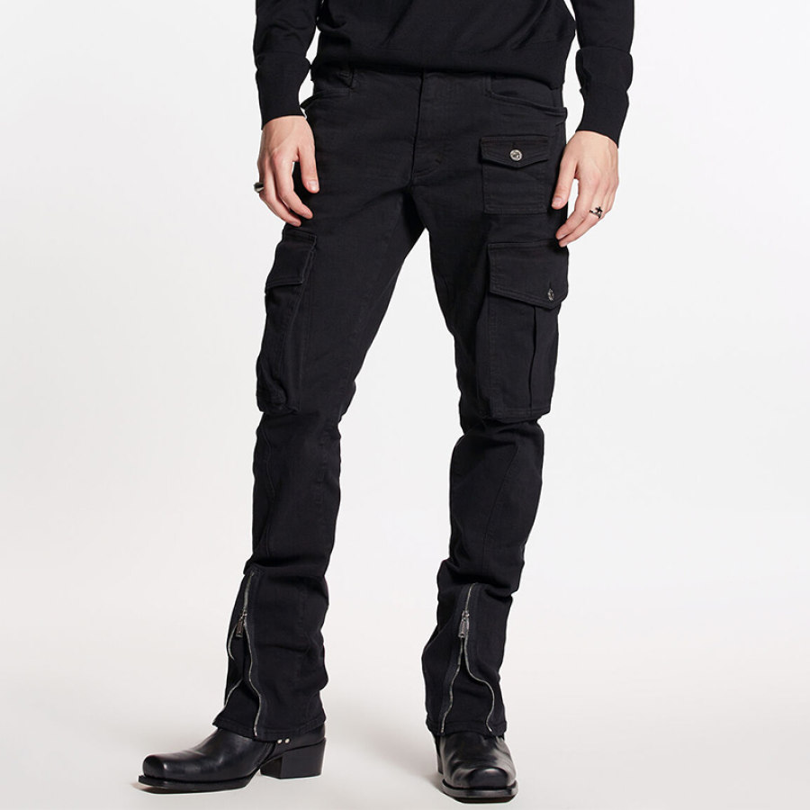 

Pantalon Cargo Décontracté Rétro à Fermeture éclair Pour Hommes