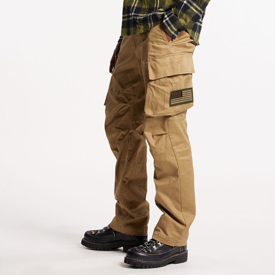 

Pantalon Cargo Décontracté Brodé Drapeau Américain Vintage Pour Hommes