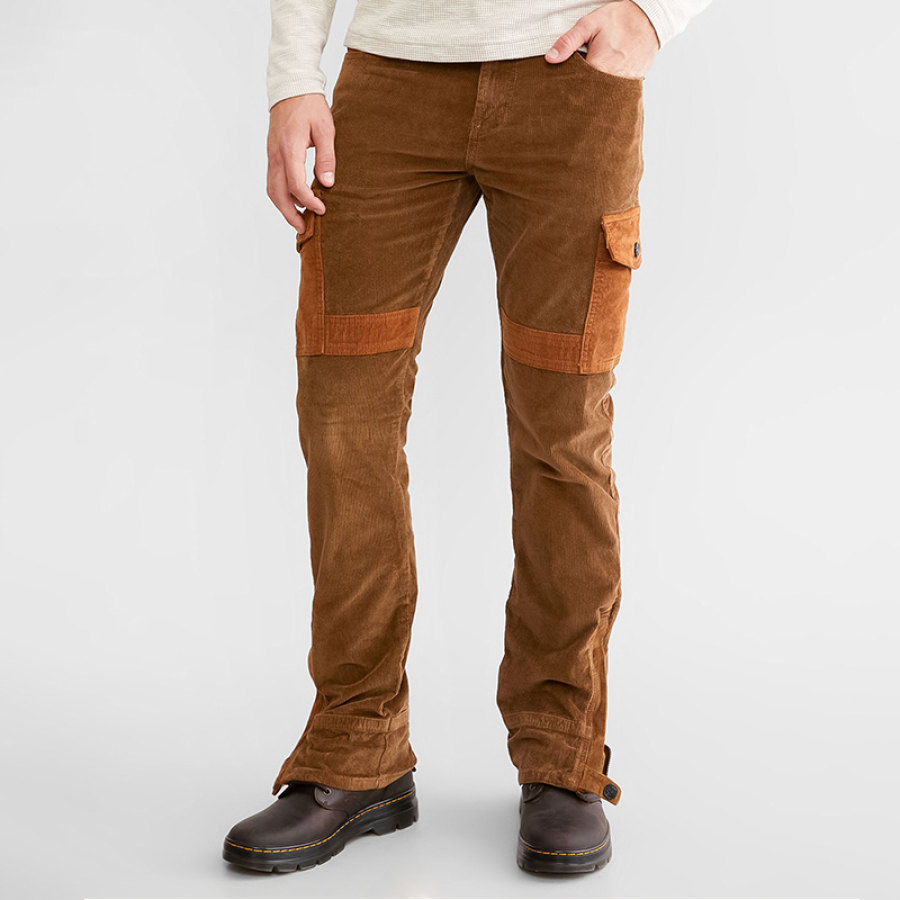 

Мужские винтажные вельветовые повседневные брюки с цветными блоками