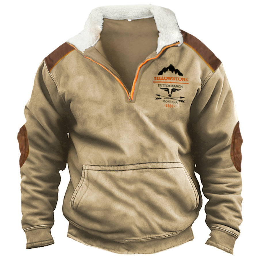 

Sweat-shirt à Revers En Polaire Imprimé Yellowstone Vintage Pour Hommes