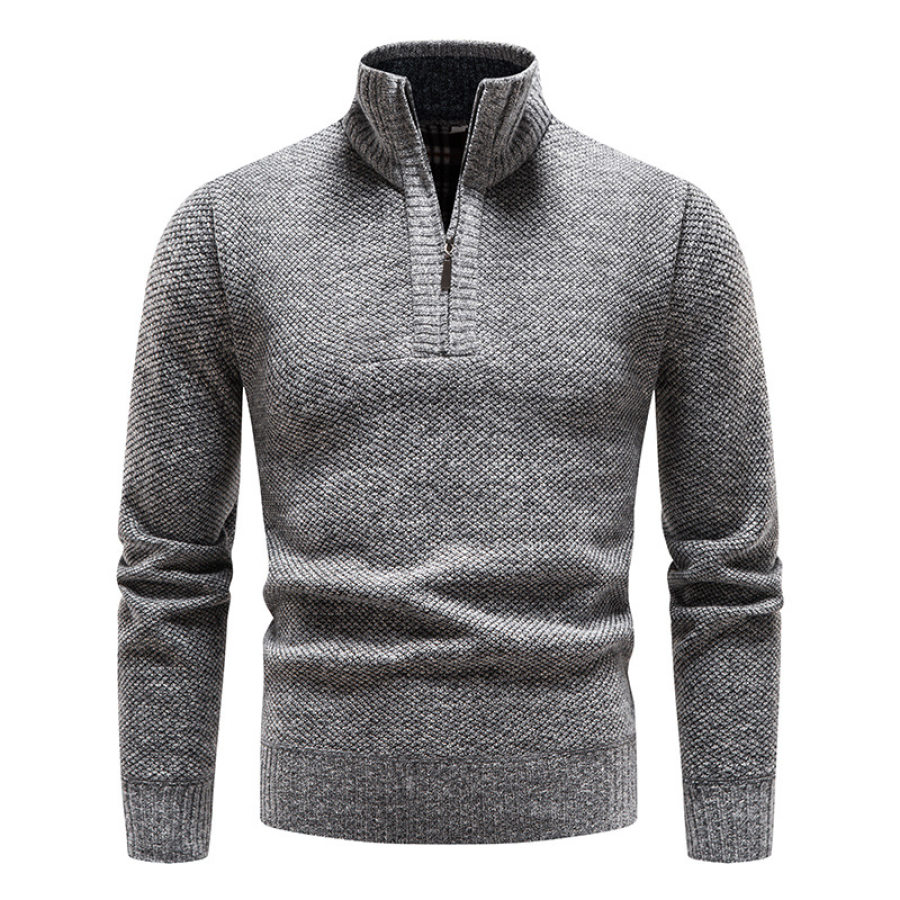 

Pull à Col Montant Avec Fermeture éclair 1/4 Pour Homme Demi-pull Avec Fermeture éclair Veste épaisse En Velours Pull De Couleur Unie