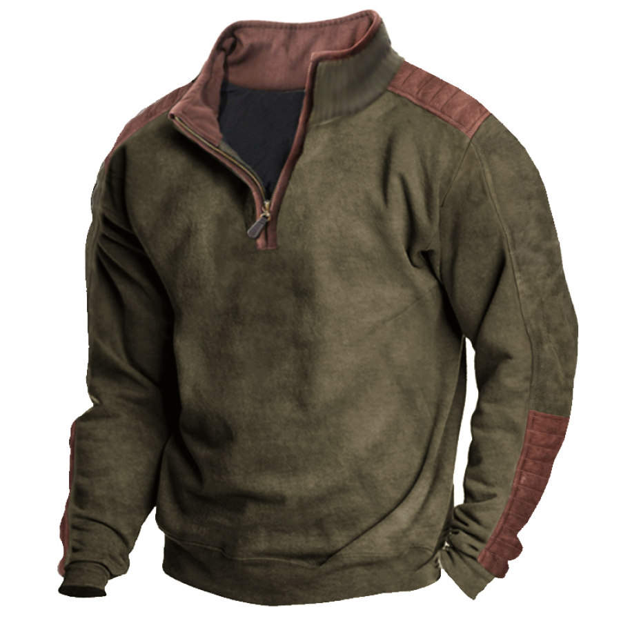 

Sudadera De Hombre Con Cuello Medio Abierto Vintage Colorblock