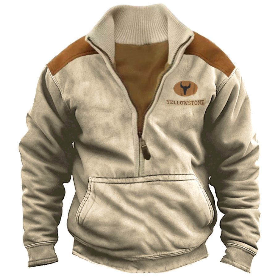 

Sudadera De Hombre Con Cuello Medio Abierto Vintage Yellowstone Colorblock